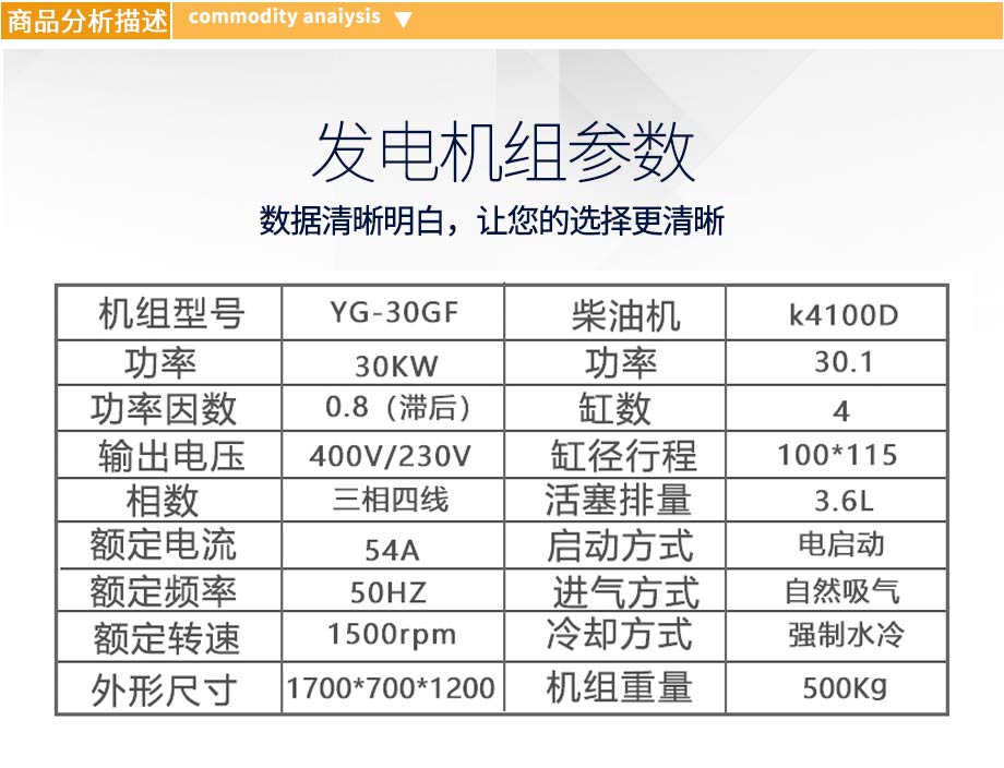 30kw柴油发电机组参数