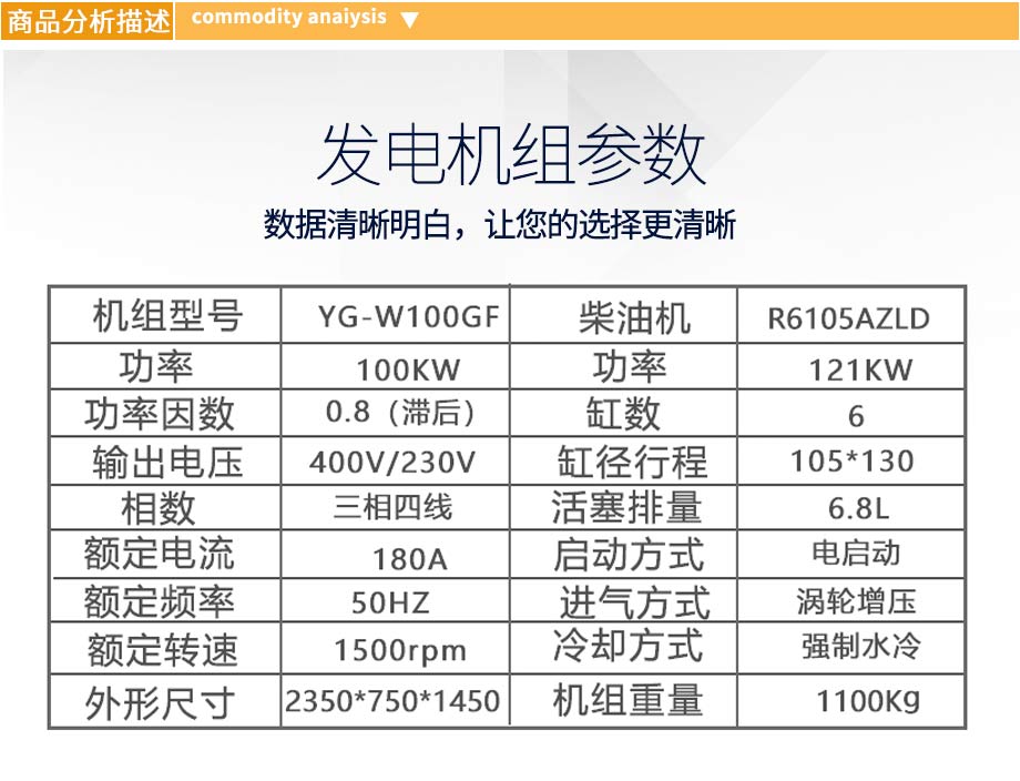 100KW柴油发电机组参数